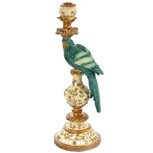 Large Turquoise Parrot & Flower Candle Holder