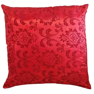 Red Taffeta Embossed Cushion Cover