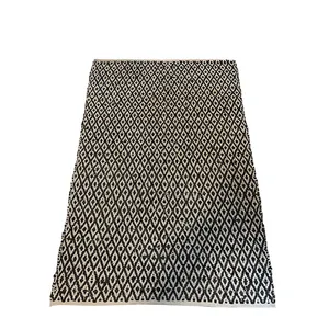 Black Leather & White Carpet Rug