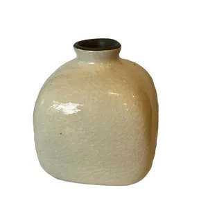 Cream Crackled Bud Vase