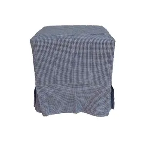 Blue Gingham Ottoman Cover