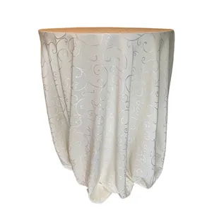  Ivory Round Scroll Embossed Cake Tablecloth