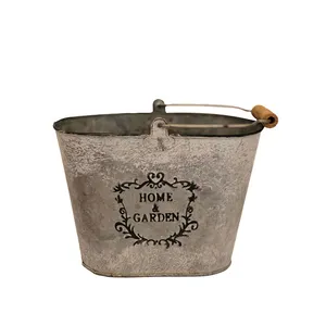 Home & Garden Zinc Vase with Wooden Handle