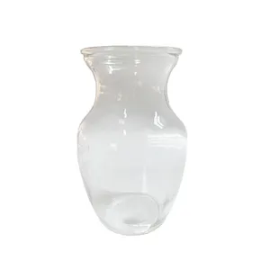 Clear Glass Wide Neck Tulip Vase
