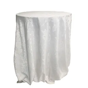 White Floral Embossed Tablecloth