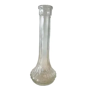 Clear Glass Ribbed Bottle Bud Vase