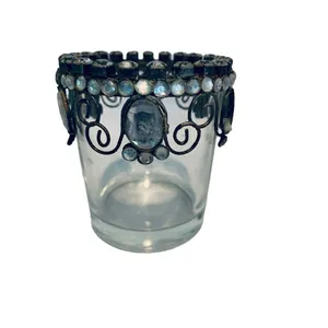 Clear Glass & Diamante Antique Votive 
