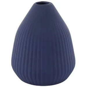 Blue Ribbed Pyramind Vase