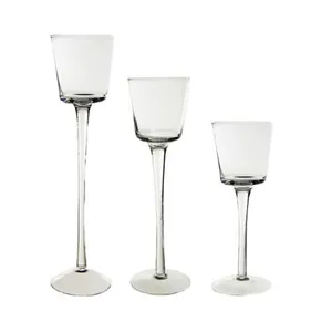 Plain Glass Candle Holder on Stem - 24cm x 7cm