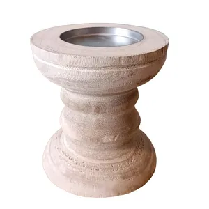 Raw Wood Candlesticks (Pillar) - Short