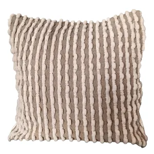 Beige Bauble Striped Cushion Cover