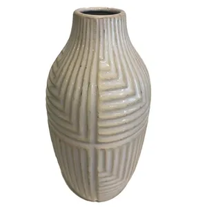 Ivory Geometric Ceramic Vase