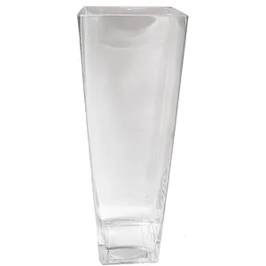Clear Glass Square Tapered Vase