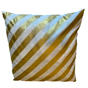 Gold & White Striped Cushion Covers