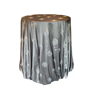 Silver  Circled Taffeta Tablecloth