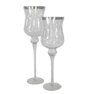 Silver Rim Candle Vase - 35cm