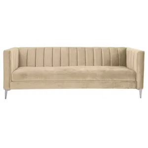 Cream/Champagne 3 Seater Velvet Couch