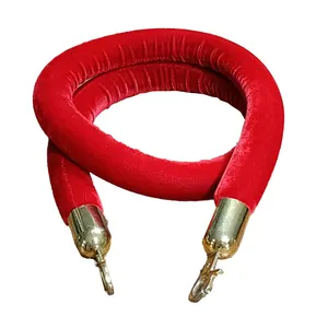 Red Stanchion Rope with Brass Detail