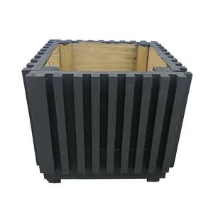 Black Square Wooden Planter Box