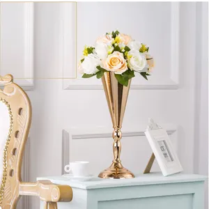 Gold Metal Flower Trumpet Center Pieces