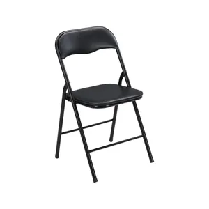 Padded Vinyl Folding Chair - Black