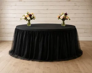 5ft 60” Round tablecloth with Tulle Ruffle skirt