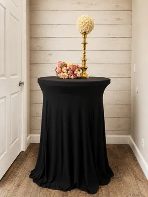 Black Cocktail Tablecloth with Skirt and no Sash