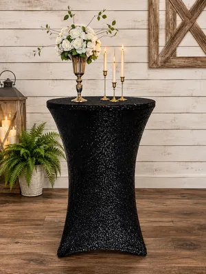 Black Sequin Cocktail Tablecloth