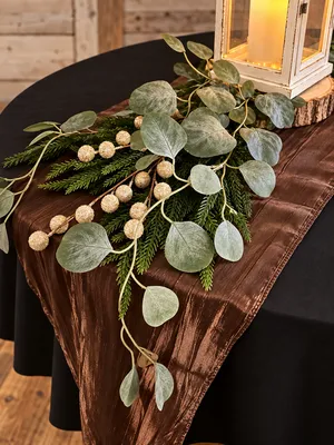 Chocolate Accordion Crinkle Taffeta Table Runner 