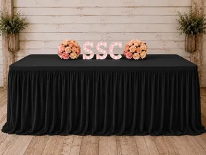 6ft Rectangle Tulle Ruffle Skirt Tablecloth Black 