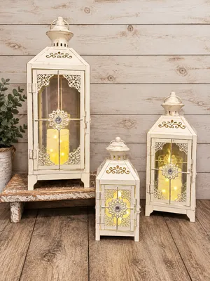 Lantern Set with LED Pillar Candles