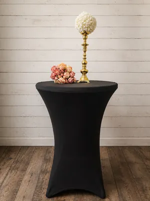 Black Cocktail Spandex Fitted Tablecloth with no sash