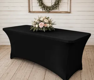 6ft Black Fitted Spandex Tablecloth