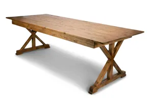 Farmhouse Folding Farm Table - 40'' x 96'' - Black Grain on Natural - X-Legs