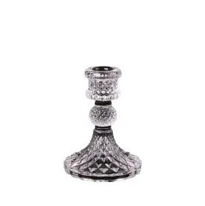 Pineapple Design Glass Taper Candle Holder - 10cm
