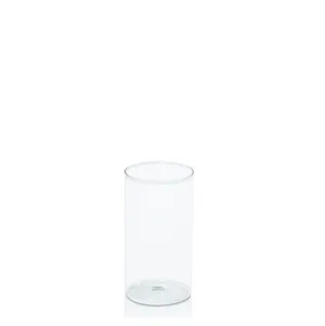 Glass Candle Holder 8cm (D) x 25cm (H) W/Ivory Pillar Candle