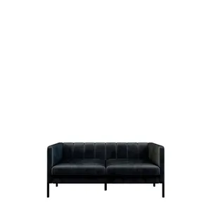 Linear Black Velvet 2 Seater Couch