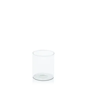 Glass Candle Holder 10cm (D) x 12cm (H) W/ Ivory Pillar Candle