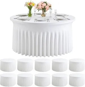 5ft round strech white linen