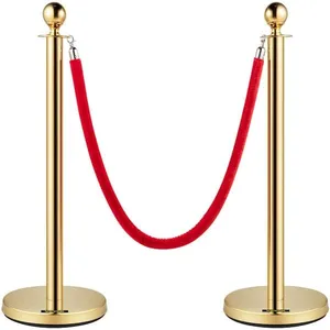 Gold Stanchions w/ Red rope (2 Stanchions plus 1 Rope)
