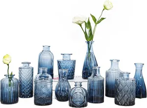 Blue Glass Bud Vases (Set of 12)