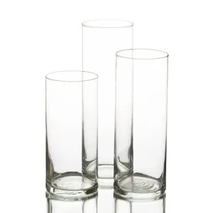 Cylinder Glass Vases - Mixed Heights Set of 3