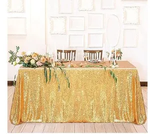 90x132 rectangular sparkly gold sequin table cloth