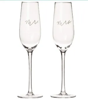 Mr and Mrs champagne flute