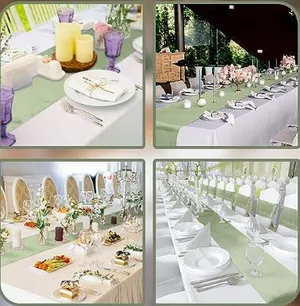 Satin table runner light green