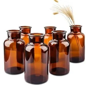Amber Glass Bottle Vase