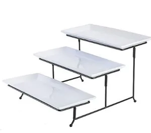 3 tier plate set with metal stand