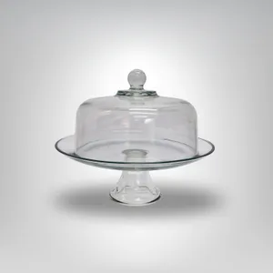Cake Stand - w/Lid-Glass