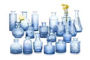 Set de 12 Mini Floreros Azules Vintage