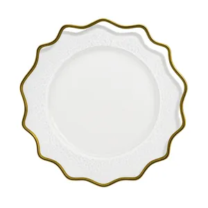Plato Base Vidrio con Borde Dorado